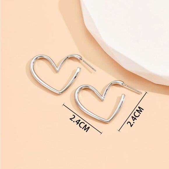 Heart Shaped Hoop Earrings - Picture 4 of 12